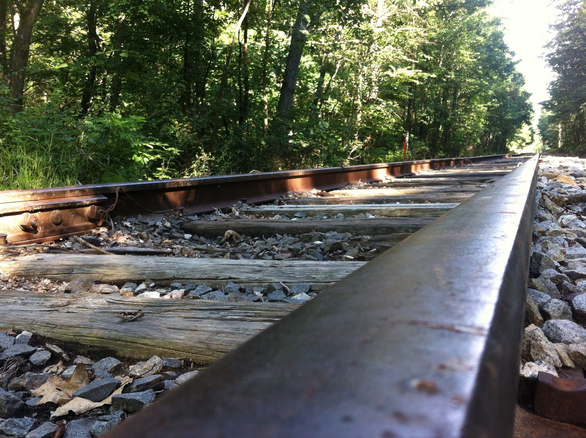 Train tracks into the distance